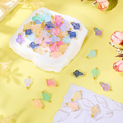 90Pcs 9 Colors Cross Transparent Spray Paint Glass Pendants PALLOY-TAC0169-1