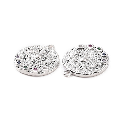 Brass Micro Pave Colorful Cubic Zirconia Pendants KK-E068-VC117-1