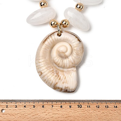 Summer Beach Resin Conch Shaped Pendant CCB Plastic Beaded Necklaces with Alloy End Chains LS-NJEW-D336-03B-G-1