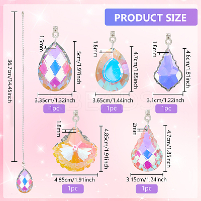 Teardrop Glass Ceiling Fan Pull Chain Extenders AJEW-BC00010-1