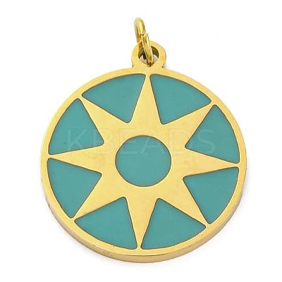 Ion Plating(IP) 304 Stainless Steel Enamel Pendants STAS-Z104-03G-1