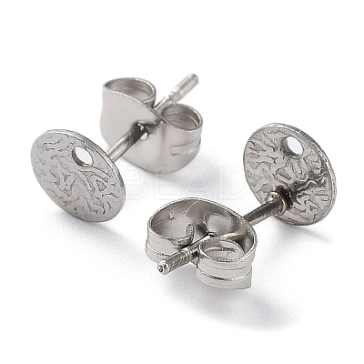 Non-Tarnish 201 Stainless Steel Flat Round Stud Earring Findings STAS-K259-18A-P-1