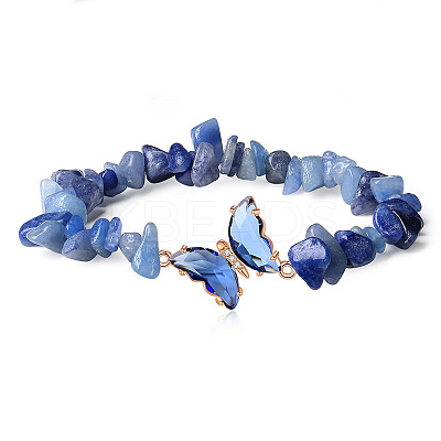 Fashionable Natural Blue Aventurine Chips Beaded Bracelets TI6720-8-1