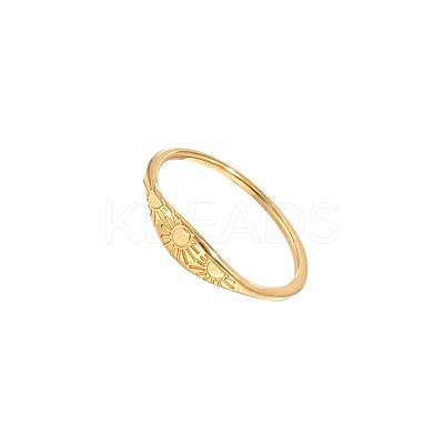 Sun Pattern 304 Stainless Steel Finger Rings FS-WG90263-01-1