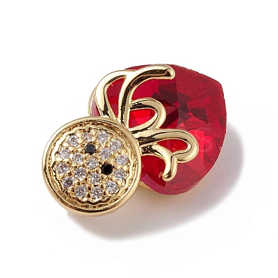 Real 18K Gold Plated Rack Plating Brass Micro Pave Cubic Zirconia Pendants KK-C015-25G-12-1
