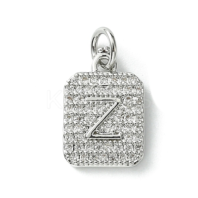 Rack Plating Brass Micro Pave Clear Cubic Zirconia Charms KK-G501-01Z-P-1