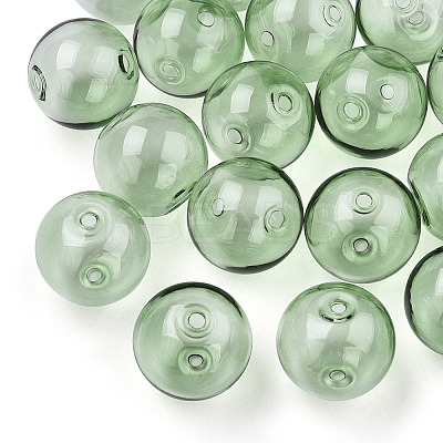 Transparent Blow High Borosilicate Glass Globe Beads GLAA-T003-09D-1