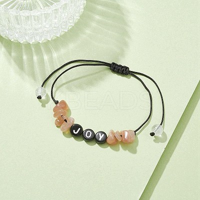 Natural Gemstone Chip Braided Bead Bracelets BJEW-JB09608-1