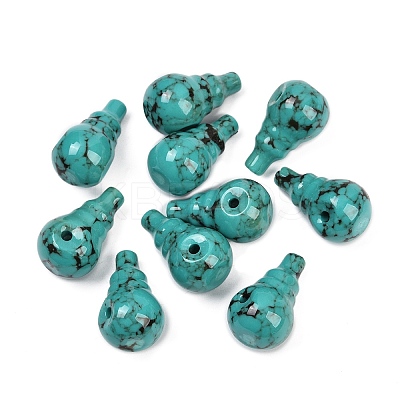 Dyed Synthetic Turquoise 3 Hole Guru Beads G-C198-01A-07-1