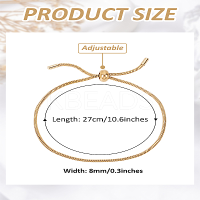 1Pc Adjustable Ion Plating(IP) 304 Stainless Steel Slider Bracelet/Bolo Bracelets Making BJEW-LP0001-24-1