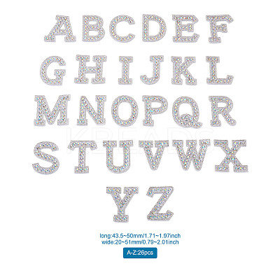 Alphabet Resin Rhinestone Patches DIY-TAC0005-45D-1
