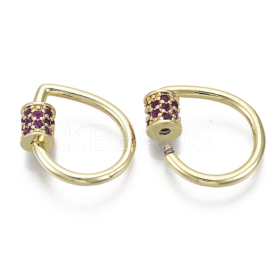 Brass Micro Pave Cubic Zirconia Screw Carabiner Lock Charms KK-R136-069B-NF-1
