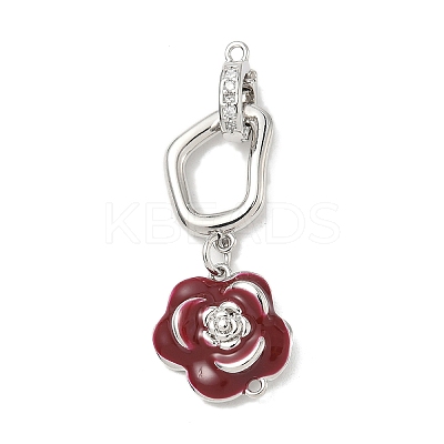 Brass Micro Pave Clear Cubic Zirconia Fold Over Clasps KK-U059-46P-1