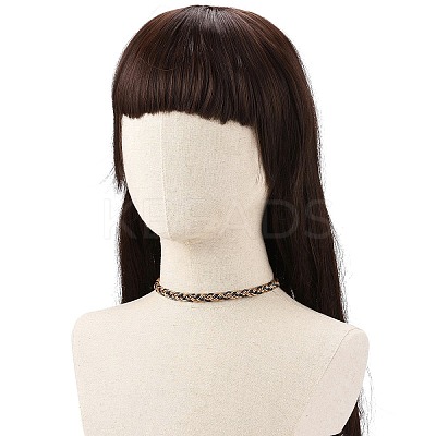 Cowhide Leather Braided Twist Rope Choker Necklace with Brass Clasp for Women NJEW-JN04167-1