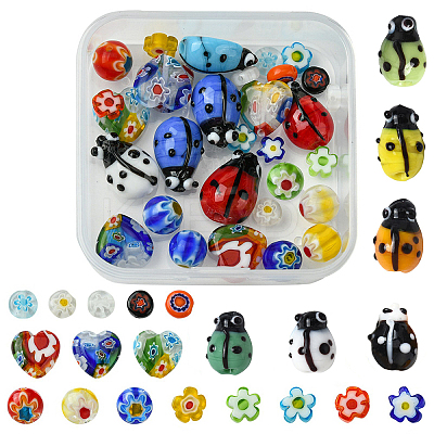 33Pcs Handmade Lampwork Beads LAMP-FS0001-12-1