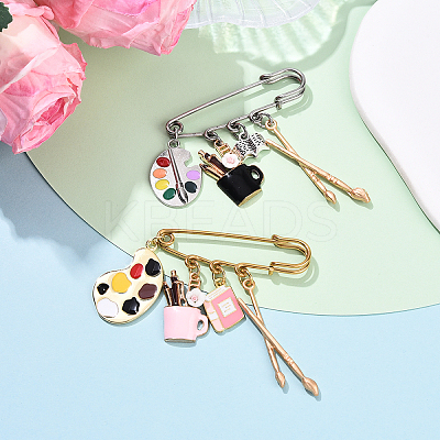 Painting 304 Stainless Steel Safety Pin Brooches JEWB-YW00001-01-1