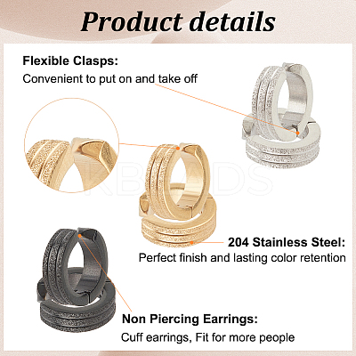 24Pcs 12 Style 204 Stainless Steel Clip-on Earrings EJEW-AN0003-44-1