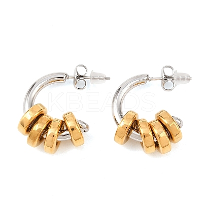 304 Stainless Steel Two Tone C-Shaped Stud Earrings EJEW-K268-78GP-1