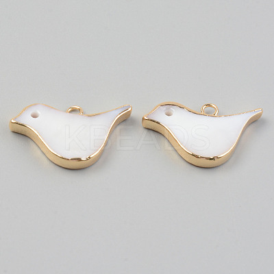 Electroplate Natural Freshwater Shell Pendants SHEL-T017-05-1