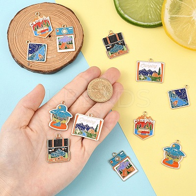 12Pcs 6 Styles Alloy Enamel Pendants FIND-YW0007-73-1