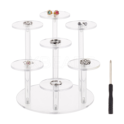 7-Tier Round Transparent Acrylic Display Stand Risers ODIS-WH0026-04-1
