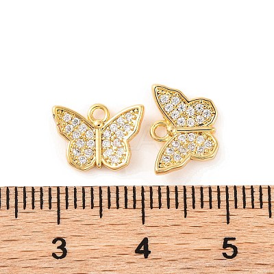 Brass Micro Pave Clear Cubic Zirconia Pendants KK-U017-04G-1