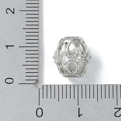 Rack Plating Brass Micro Pave Clear Cubic Zirconia Beads KK-A220-13P-1
