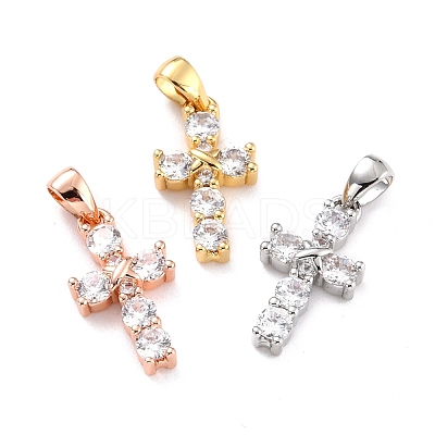 Brass Micro Pave Cubic Zirconia Pendants ZIRC-P089-21-1