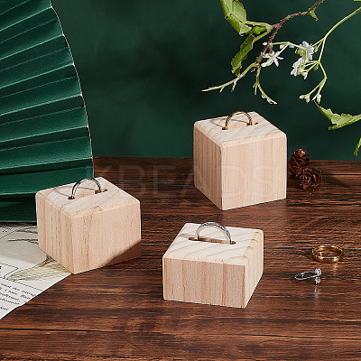 3 Sizes Wood Ring Display Pedestal Set ODIS-WH0029-96-1