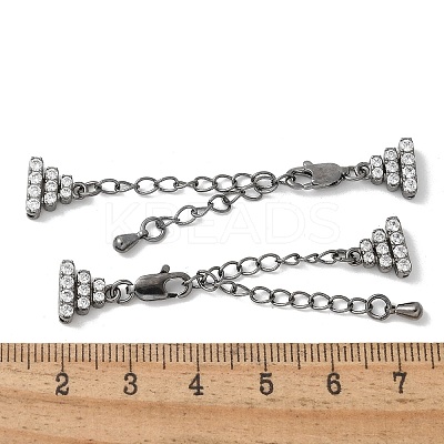 Brass Micro Pave Cubic Zirconia Chain Extender with Glass KK-U052-20B-1