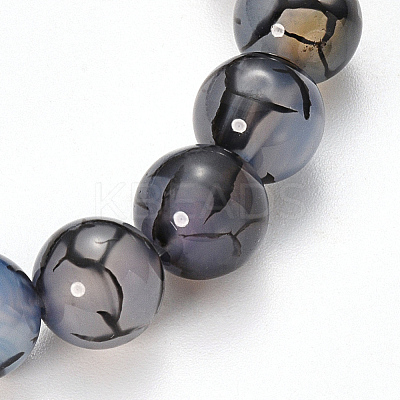 Natural Dragon Veins Agate Beaded Stretch Bracelets X-BJEW-Q692-02C-1