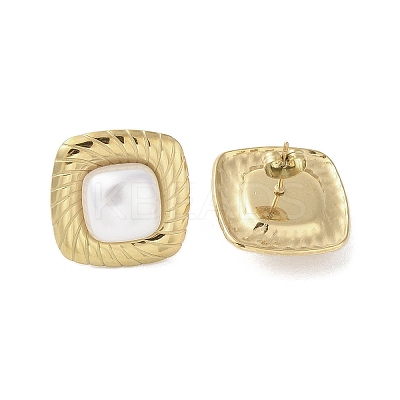 316 Surgical Stainless Steel & CCB Imitation Pearl Stud Earrings for Women STAS-B063-03G-03-1