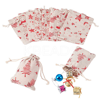 20Pcs 4 Styles Christmas Theme Cotton Fabric Cloth Bags ABAG-TA0002-04A-1