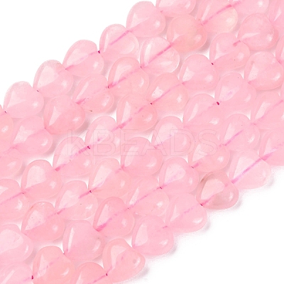 Heart Natural Rose Quartz Beads Strands X-G-G632-01-1
