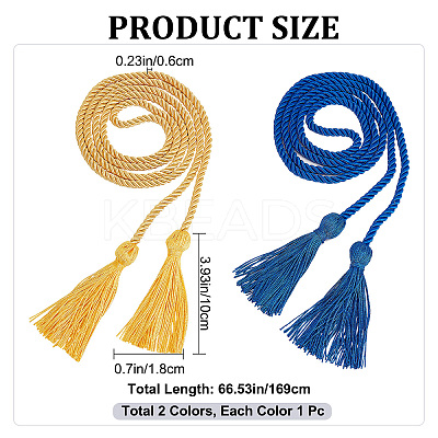 2Pcs 2 Colors Polyester Graduation Honor Rope AJEW-GF0006-56-1