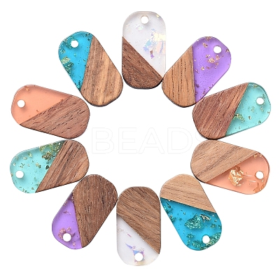 Transparent Resin & Walnut Wood Pendants RESI-CJ0001-96-1