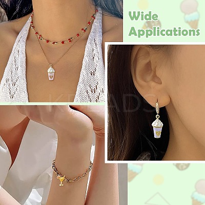 8Pcs 8 Styles Cocktail/Ice Cream Alloy Enamel Pendants ENAM-CJ0007-37-1