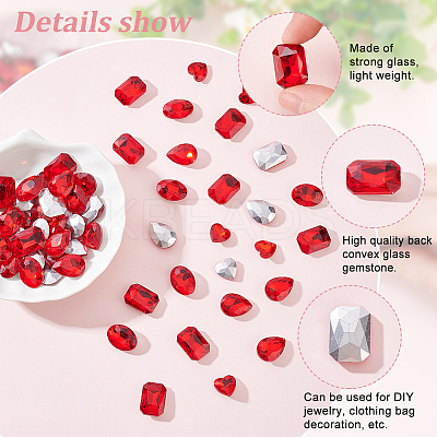 64Pcs 4 Style Glass Rhinestone Cabochons RGLA-FG0001-11B-1
