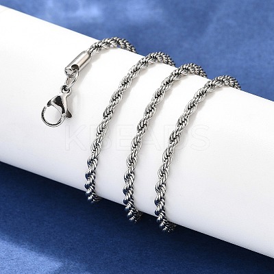 Tarnish Resistant 304 Stainless Steel Rope Chain Necklaces STAS-M174-014P-B-1