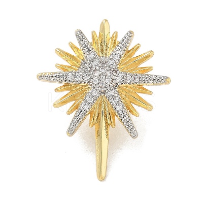 Brass Micro Pave Clear Cubic Zirconia Stud Earrings KK-B124-13PG-1