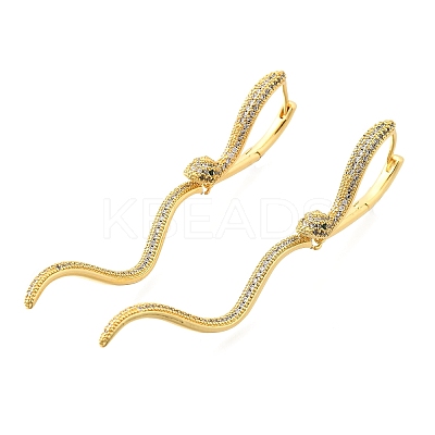 Brass Clear Cubic Zirconia Snake Hoop Earrings EJEW-C147-07G-1