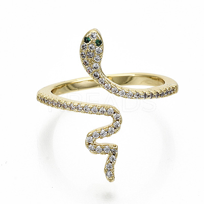 Brass Micro Pave Clear Cubic Zirconia Cuff Rings LS-RJEW-S045-046G-NR-1