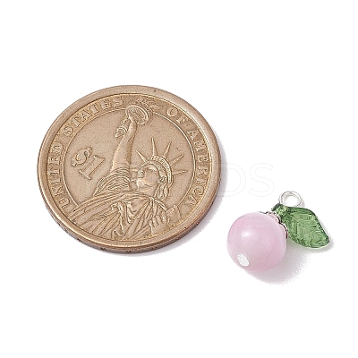 Natural Selenite(Dyed) Imitation Cat Eye Round Pendants PALLOY-TA00133-01-1