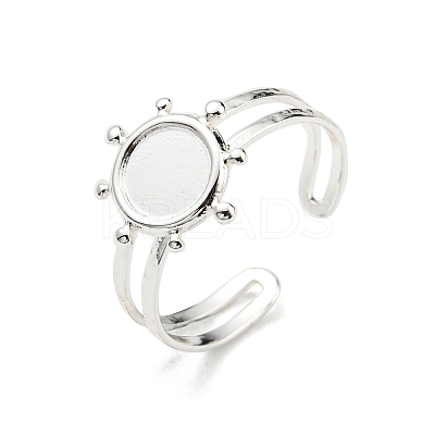 304 Stainless Steel Open Cuff Finger Ring Cabochon Settings STAS-T060-10S-1