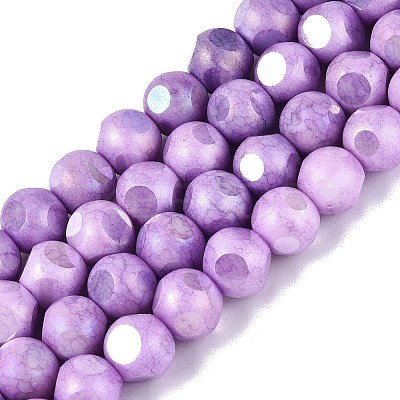 Ombre Effect Dyed Electroplate Opaque Glass Beads Strands EGLA-Q130-01A-13-1