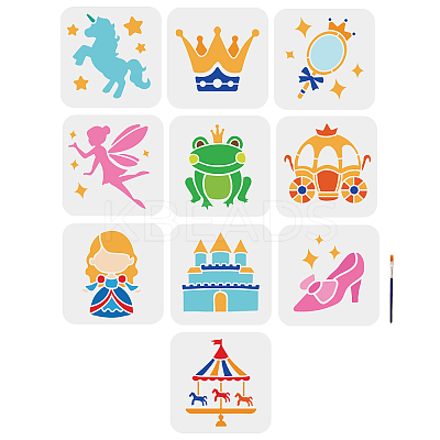 1 Set Fairy Tale Theme PET Hollow Out Drawing Painting Stencils DIY-MA0001-77-1