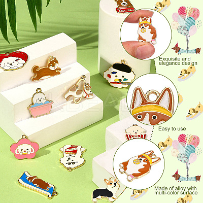 30Pcs 15 Styles Alloy Enamel Pendants ENAM-CJ0002-75-1