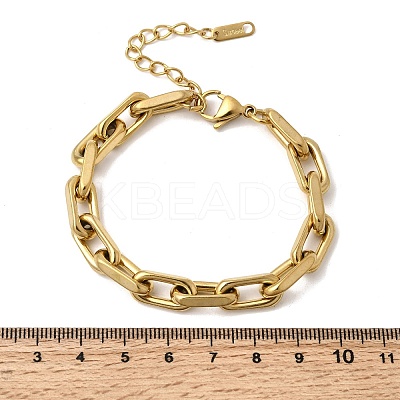 304 Stainless Steel Rectangle Ring Link Chain Bracelets for Women LS-BJEW-A152-02G-1
