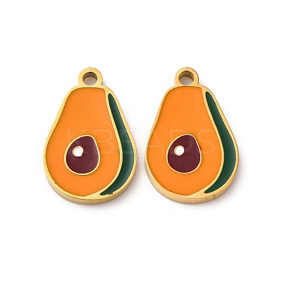 Fruit Seris 304 Stainless Steel Enamel Charms STAS-U060-03G-06-1