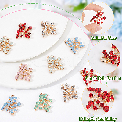24Pcs 6 Colors Golden Tone Alloy Rhinestone Pendants FIND-AR0002-95-1